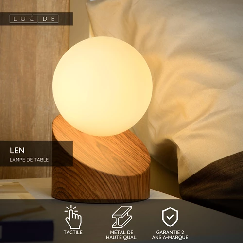 Lucide LEN - Lampe de table - Ø 10 cm - 1xG9 - Bois - USP